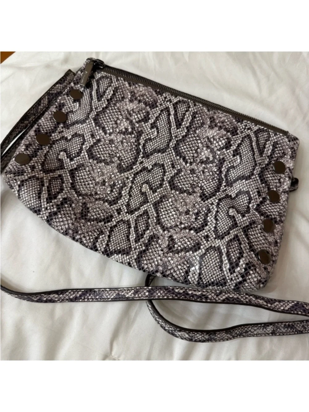 Hammitt Snake-Print Foldover Crossbody in Black and Gray
